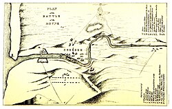 Map of the Battle of the Boyne. (South being up; west to the right.)